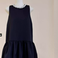 French high-end pearl round-neck sleeveless vest dress silver-gray ruffled short skirt R1990