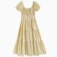 Cute sweet yellow polka dot dress summer seaside holiday long dress R1911