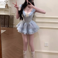 Pure desire bow embroidered dress 2025 flying sleeve waist princess dress R1373