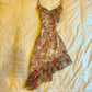 Pink floral suspenders waist sexy long skirt homecoming dress R2619