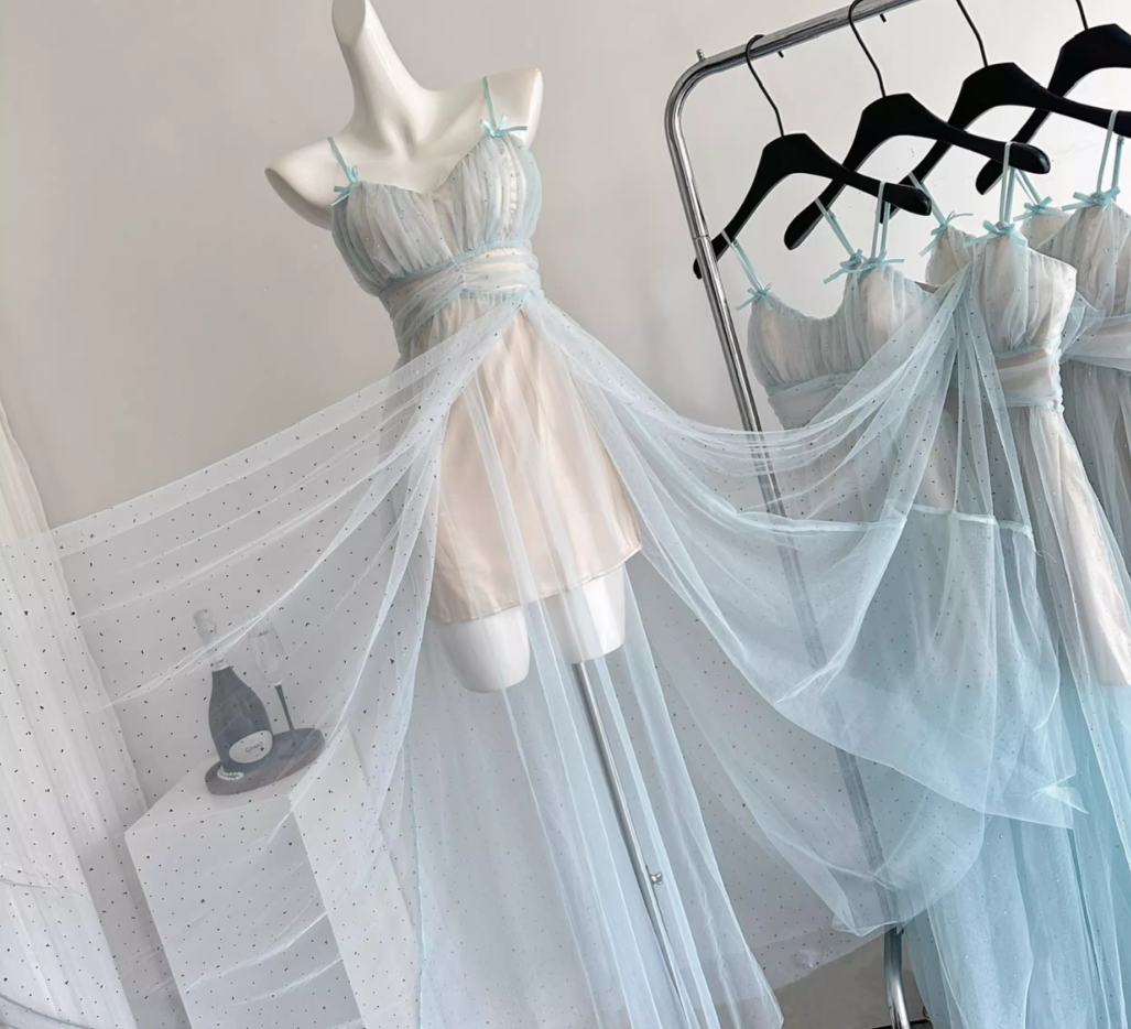 Blue teardrop diamond tulle skirt R2063