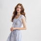 French ruffle dress high-end mini skirt floral skirt holiday style R2757