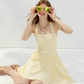 Lemon honey tea yellow dress French suspender skirt holiday wear short skirt skirt female summer R3450
