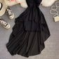 High waist irregular tube top suspender dress design fairy dress chic gentle style long skirt dress R0401