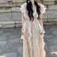 Beautiful little skirt exquisite dress ruffled V-neck waist long skirt R0703
