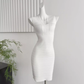V-neck sleeveless knitted dress, elegant and slim, hip-hugging, high-end vest dress R0284
