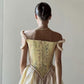 Yellow retro pattern A-line suspender puffy princess skirt homecoming dress R2424