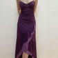 Purple suspenders slim waist irregular skirt homecoming dress R2772