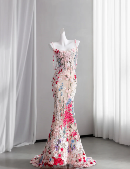 Mermaid Applique Tulle Women's Prom Gown Colorful Corset Maxi Birthday Dress — Fall Outfit 2026 New RS3132