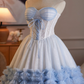 Cute Ruffled A-Line Strapless Bodycon Mini Birthday Dress Homecoming Dress RS362