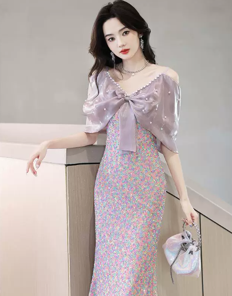 Beaded Portrait Dreamy Corset Prom Gown , Gentle Women's Maxi Evening Dress RS2383