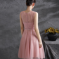 Elegant Pink Homecoming Dress , Tulle Glitter Rhinestone Decor Corset Short Prom Dress RS1702