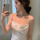 French silky satin sling dress sexy backless slit holiday beach dress R1521