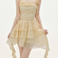 Flowy Pastel Yellow Ruffled Homecoming Dress A-Line Halter Corset Mini Summer Dress RS731