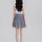 Suspender dress new style niche splicing pleated skirt high waist temperament short skirt summer R4178