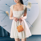 French pure desire style white lace waist slimming suspender dress R3321