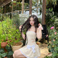 Apricot tube top design cute waist sexy short skirt homecoming dress R3885