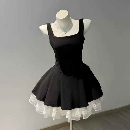 Elegant Black Homecoming Dress A-Line Square Corset Mini Prom Dress RS738