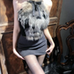 Hot girl sleeveless fur halter neck vest female 2025 high waist hip skirt pants suit R1067