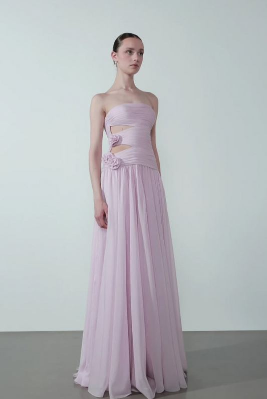 Dreamy Strapless Applique Prom Gown Lavender Women's Maxi Evening Dress Ball Gown RS2835