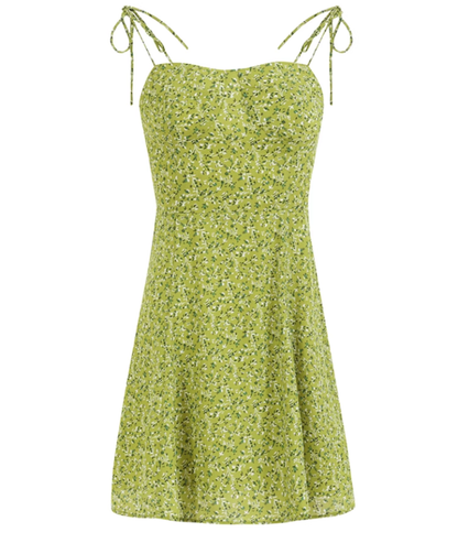 French holiday style short green 2025 new suspender dress R2647
