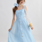 French suspender skirt blue dress sweet style long skirt R2693