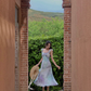 Beautiful oil painting style fishtail long skirt summer French retro gradient irregular suspender dress R4340