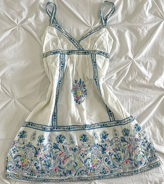 Chinese style retro floral suspenders waist slimming short skirt homecoming dress R2729