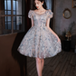 Niche Striped Homecoming Dress , Transparent Tulle Glitter Corset Short Prom Dress RS1703