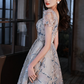 Niche Striped Homecoming Dress , Transparent Tulle Glitter Corset Short Prom Dress RS1703