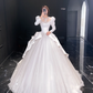 White satin classic elegant waist slim fit puffy skirt tulle bridal dress R6025