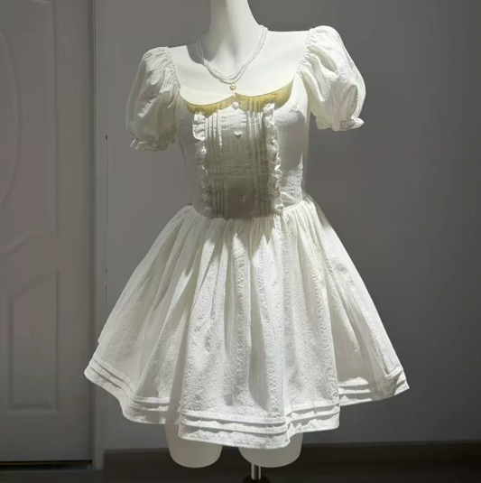 Cute White A-Line Square Corset Mini Homecoming Dress RS742