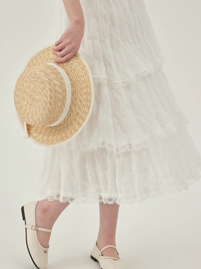 French suspender skirt 2025 new first love dress white niche cake skirt R2356