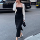 French sexy dress 2025 slim temperament medium and long inner wear high-end skirt R1466