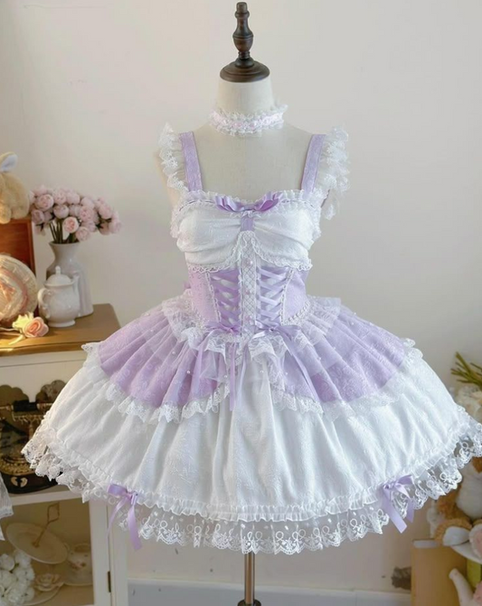 Gentle Lavender A-Line Square Lace Corset Mini Homecoming Dress RS746