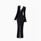 Sexy hot girl lace strap V-neck dress 2025 waist-hugging hip-wrapped slit long skirt R1205