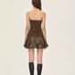 Hot girl wears sexy off-shoulder flower bud tube top tutu skirt leopard print dress R5215