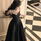 Elegant solid color princess evening party dress, black graduation dress     S5397