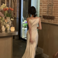 Strapless Dress Women Elegant Summer Fashion Evening Party Vintage Midi Satin Dresses       S5412
