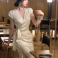Summer Fashion Elegant Dress Long Sexy Evening Party Pleated Dresses       S5406