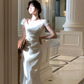 Summer Women Bodycon Elegant Midi Dresses Wedding Evening Birthday Gown       S5404