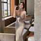 Women Strapless Midi Dress Elegant Fashion Party Dresses      S5398