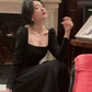 White Wedding Dress Long Sleeve Square Neck Women Elegant Evening Prom Party Dress       S5421