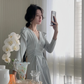 Elegant Long Sleeve Drawstring Party Dress for Women        S5409
