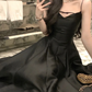 Elegant solid color princess evening party dress, black graduation dress     S5397