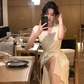 Summer Fashion Elegant Dress Long Sexy Evening Party Pleated Dresses       S5406