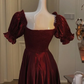 Women's Burgundy Evening Party Dress, Summer Elegant Romantic Prom A-line Graduation Dresses          S5444