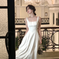 Elegant White Sleeveless Luxury Dress Women A-line Evening Wedding Party Dress        S5408