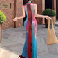 Retro contrast color hollow dress sexy temperament waist slim hip skirt R0658