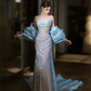 Sparkly Sequins Mermaid Prom Gown , Sliver Women's Maxi Evening Dress Ball Gown RS2726